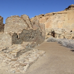 Ruins of Pueblo Bonito at Chaco Canyon in Nageezi, NM