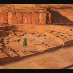 Artwork of Pueblo Bonito of the past at Chaco Canyon in Nageezi, NM